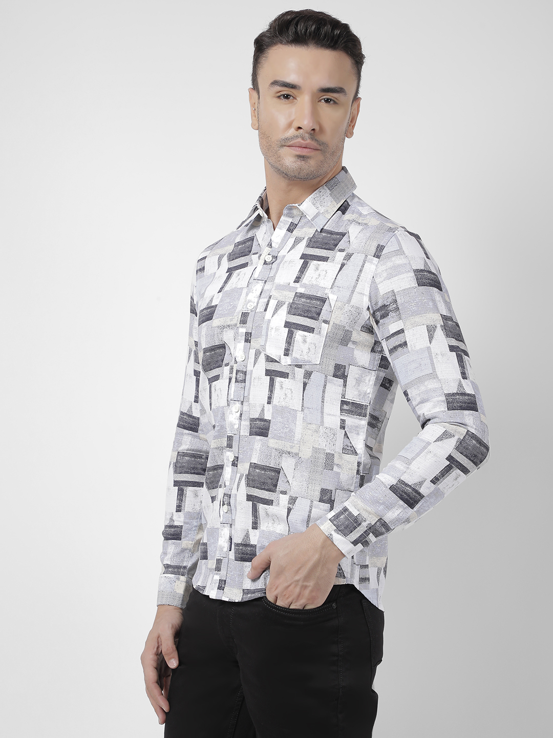 Numero Uno Men Abstract Blue Shirt